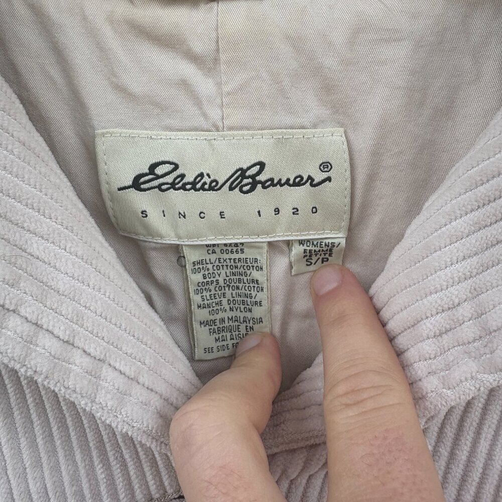 Vintage Eddie Bauer Corduroy Jacket Women's Petite Small Cream Barn Chore Lined - Picture 3 of 9